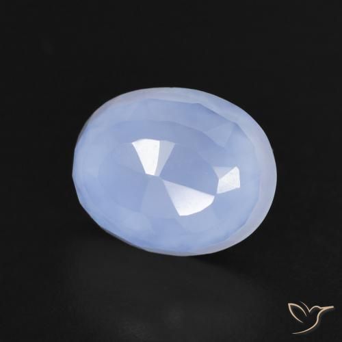 Calcedonia Azul violeta natural de 2.60 ct, Ovalada, Transparente
