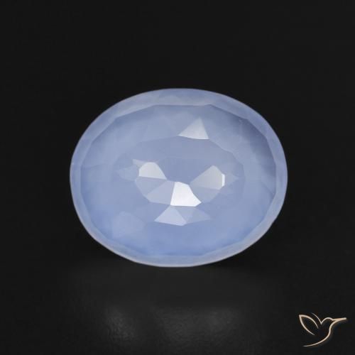 2.96ct Natural Azul púrpura Calcedonia, Ovalada, Transparente