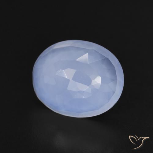 Calcedonia Azul púrpura natural de 2.96 ct, Ovalada, Transparente