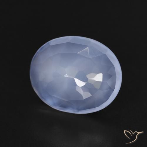 2.76ct Natural Azul púrpura Calcedonia, Ovalada, Transparente