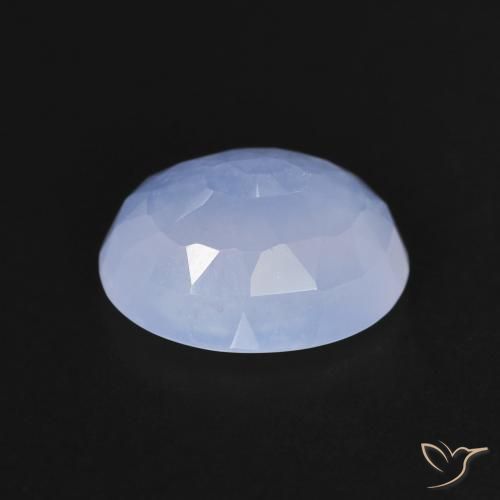 Calcedonia Azul violeta natural de 3.04 ct, Ovalada, Transparente
