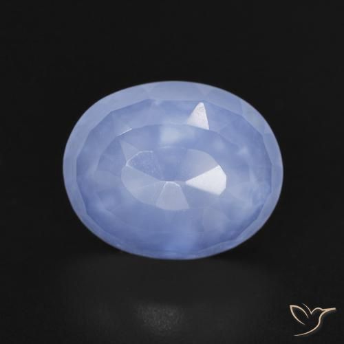 3.32ct Natural Azul púrpura Calcedonia, Ovalada, Transparente