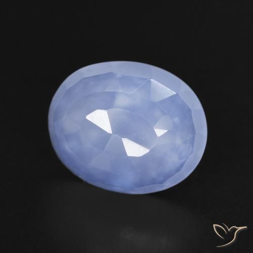 Calcedonia Azul púrpura natural de 3.32 ct, Ovalada, Transparente