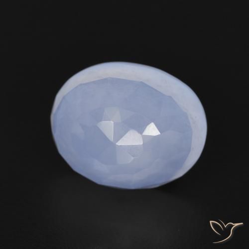 Calcedonia Azul púrpura natural de 3.00 ct, Ovalada, Transparente