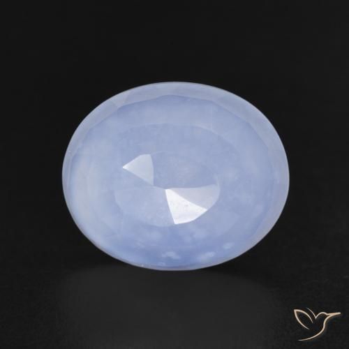3.46ct Natural Azul violeta Calcedonia, Ovalada, Transparente