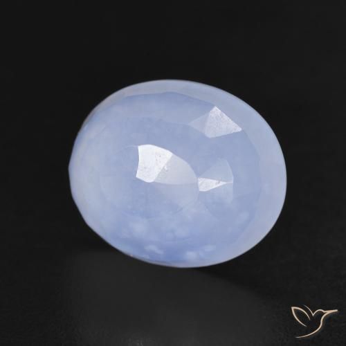 Calcedonia Azul violeta natural de 3.46 ct, Ovalada, Transparente