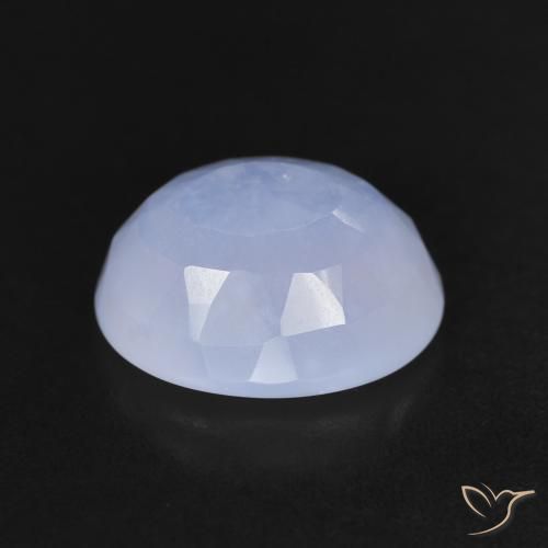 Calcedonia Azul violeta natural de 3.46 ct, Ovalada, Transparente