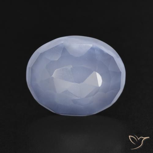 3.44ct Natural Azul púrpura Calcedonia, Ovalada, Transparente