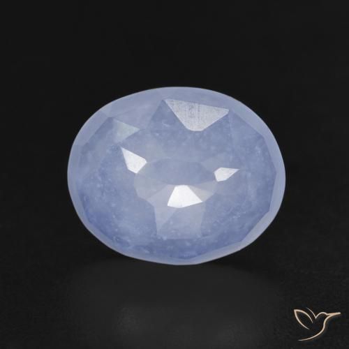 3.40ct Natural Azul púrpura Calcedonia, Ovalada, Transparente