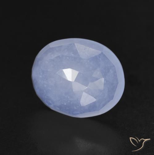 Calcedonia Azul púrpura natural de 3.40 ct, Ovalada, Transparente