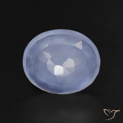 3.05ct Natural Azul púrpura Calcedonia, Ovalada, Transparente