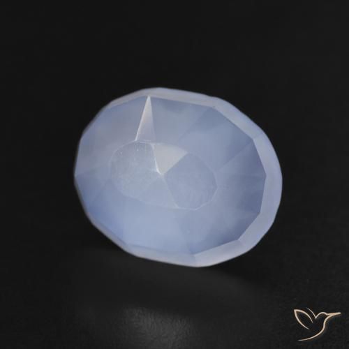 Calcedonia Azul púrpura natural de 3.22 ct, Ovalada, Transparente