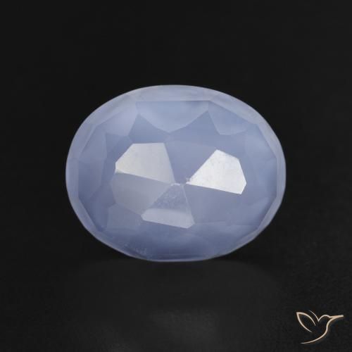 3.60ct Natural Azul púrpura Calcedonia, Ovalada, Transparente