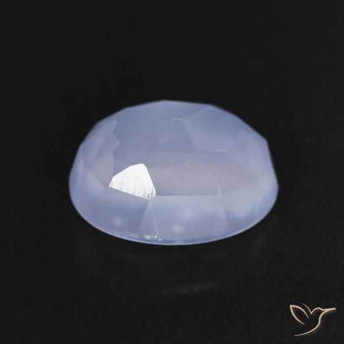Calcedonia Azul púrpura natural de 3.60 ct, Ovalada, Transparente