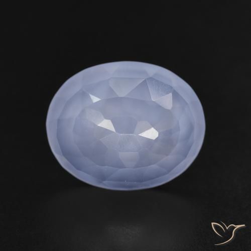 3.32ct Natural Azul púrpura Calcedonia, Ovalada, Transparente