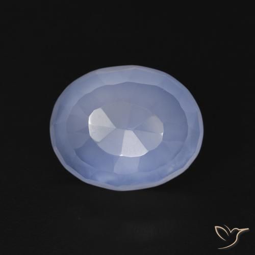 3.54ct Natural Azul púrpura Calcedonia, Ovalada, Transparente