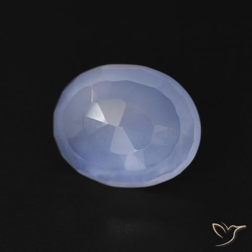Calcedonia Azul púrpura natural de 3.54 ct, Ovalada, Transparente