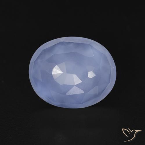 3.42ct Natural Azul púrpura Calcedonia, Ovalada, Transparente