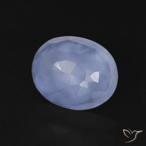 Calcedonia Azul púrpura natural de 3.42 ct, Ovalada, Transparente
