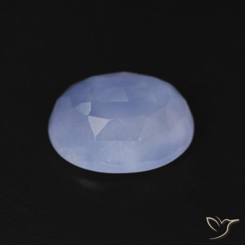 Calcedonia Azul púrpura natural de 3.42 ct, Ovalada, Transparente
