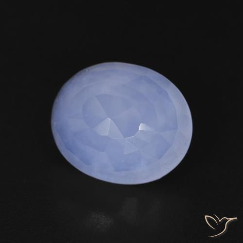Calcedonia Azul púrpura natural de 3.56 ct, Ovalada, Transparente