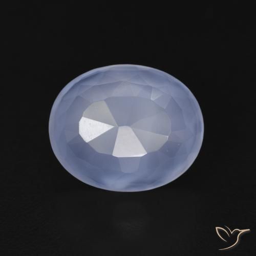 3.60ct Natural Azul púrpura Calcedonia, Ovalada, Transparente