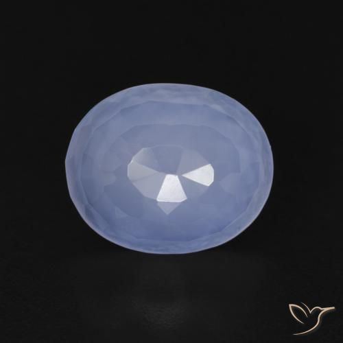 3.34ct Natural Azul púrpura Calcedonia, Ovalada, Transparente