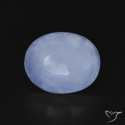 2.98ct Natural Azul púrpura Calcedonia, Ovalada, Transparente