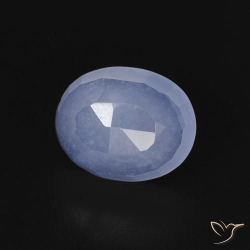 Calcedonia Azul púrpura natural de 2.56 ct, Ovalada, Transparente