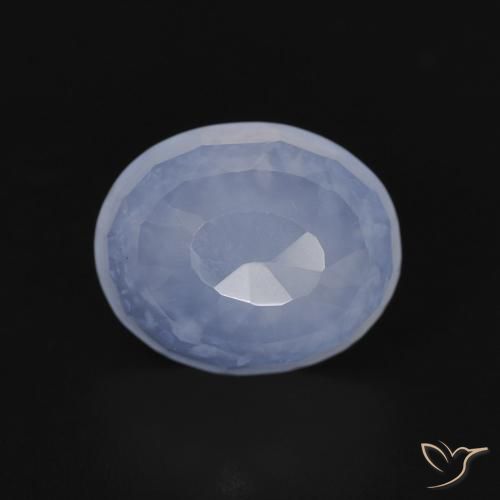 3.91ct Natural Azul púrpura Calcedonia, Ovalada, Transparente