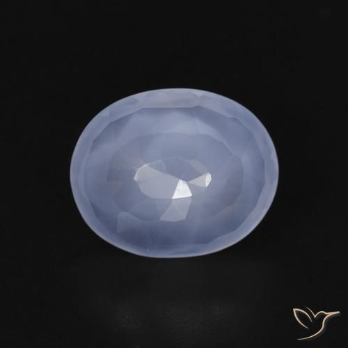 3.11ct Natural Azul púrpura Calcedonia, Ovalada, Transparente