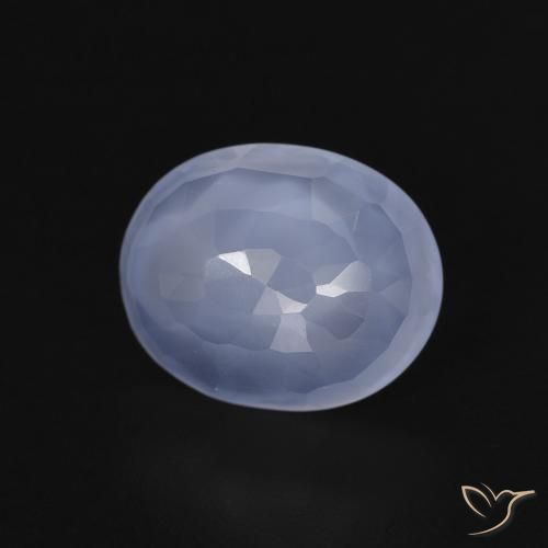 Calcedonia Azul púrpura natural de 3.11 ct, Ovalada, Transparente