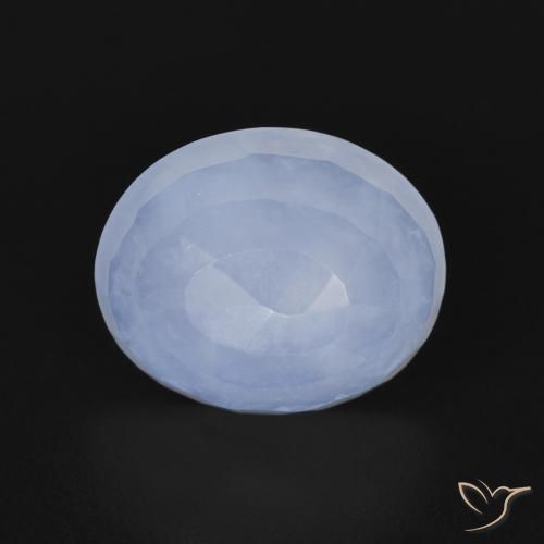 3.37ct Natural Azul púrpura Calcedonia, Ovalada, Transparente