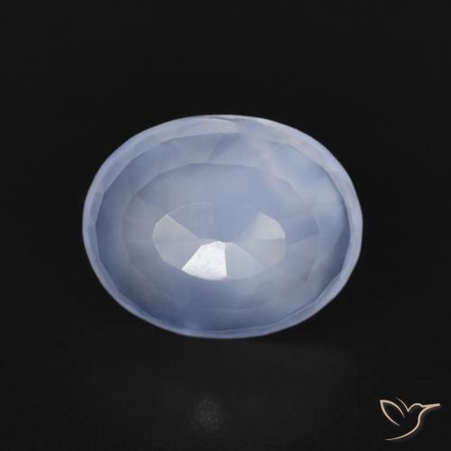 2.40ct Natural Azul púrpura Calcedonia, Ovalada, Transparente