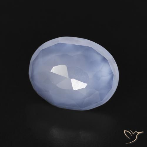 Calcedonia Azul púrpura natural de 2.57 ct, Ovalada, Transparente