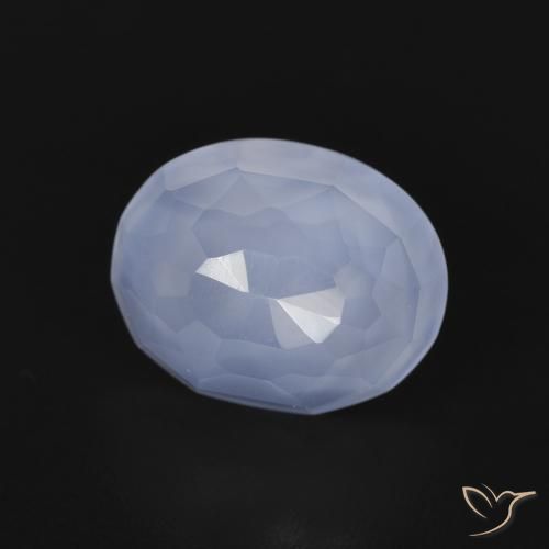 Calcedonia Azul púrpura natural de 2.90 ct, Ovalada, Transparente