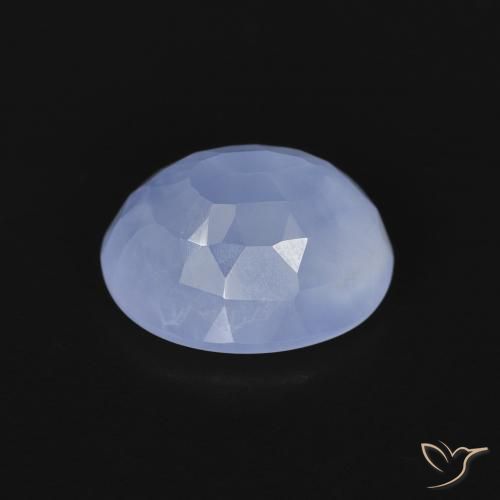 Calcedonia Azul púrpura natural de 2.70 ct, Ovalada, Transparente