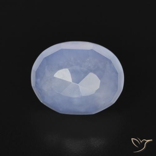 2.96ct Natural Azul púrpura Calcedonia, Ovalada, Transparente