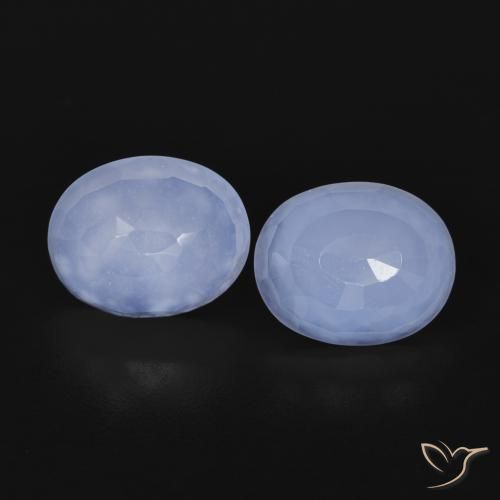 4.89ctw Natural Azul claro Calcedonia, Ovalada, Transparente