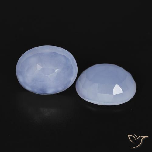 Gemas de Calcedonia Azul claro natural de 4.89 ct, Ovalada, Transparente