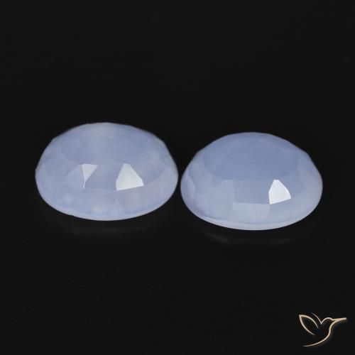 Gemas de Calcedonia Azul claro natural de 4.89 ct, Ovalada, Transparente