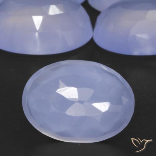 Gemas de Calcedonia Azul púrpura natural de 33.41 ct, Ovalada, Translúcido