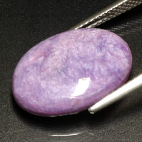 Charoíta violeta natural de 8,22 ct, corte óvalo, opaco