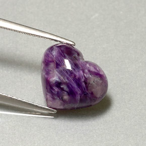 Charoíta violeta natural de 4,16 ct, forma de corazón, opaco