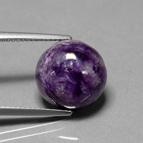 Charoíta violeta natural de 6,75 ct, corte redondo, opaco