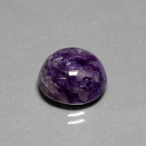 Charoíta violeta natural de 6,75 ct, corte redondo, opaco