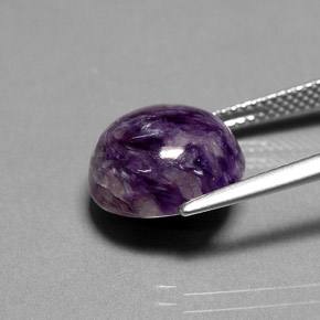 Charoíta violeta natural de 6,75 ct, corte redondo, opaco