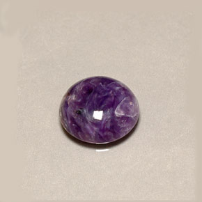 Charoíta violeta natural de 5,04 ct, corte redondo, opaco