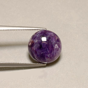 Charoíta violeta natural de 5,04 ct, corte redondo, opaco