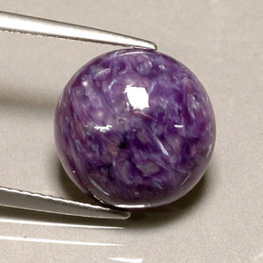 Charoíta Violeta natural de 5.29 ct, Corte Redondo, Opaco